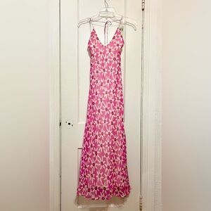 Ralph Lauren Feminine Pink Floral Silk Summer Dress Sz 2